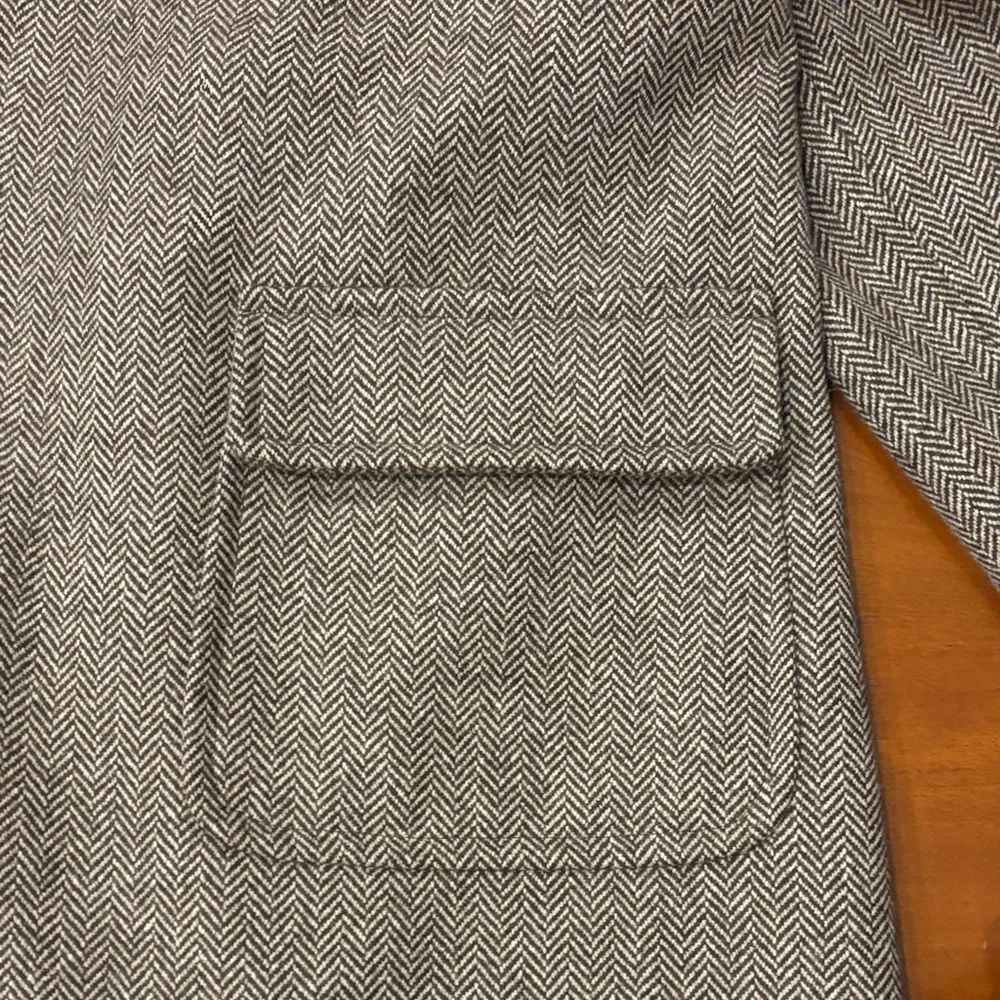 J. Crew Vintage Men's Wool Brown‎ Herringbone Pea Coat.  Made in Italy
